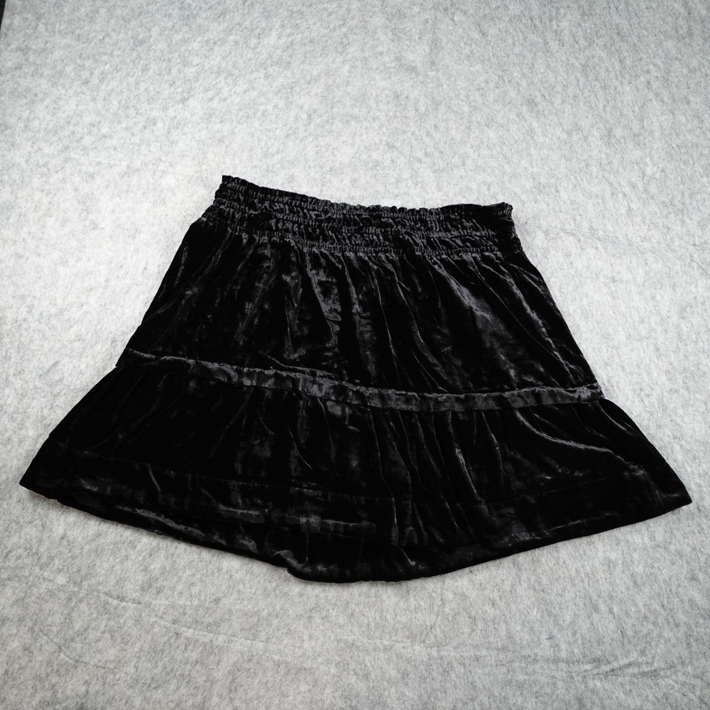 Anthropologie Skirt Women Extra Large Black Velvet Tiered Somerset Mini